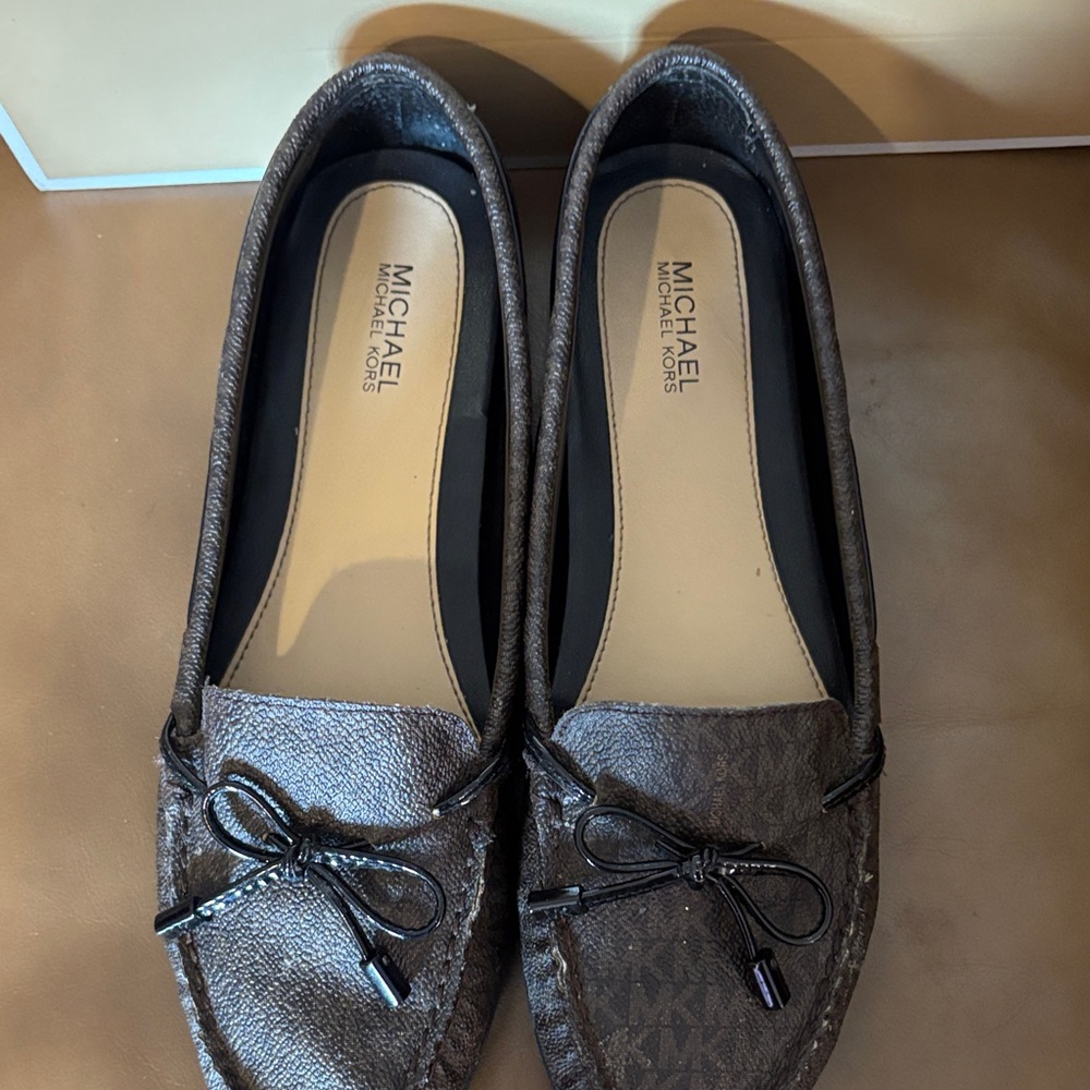Michael Kors Dark Brown Textured Loafers